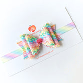 Rainbow Sprinkle Glitter Bow Headband